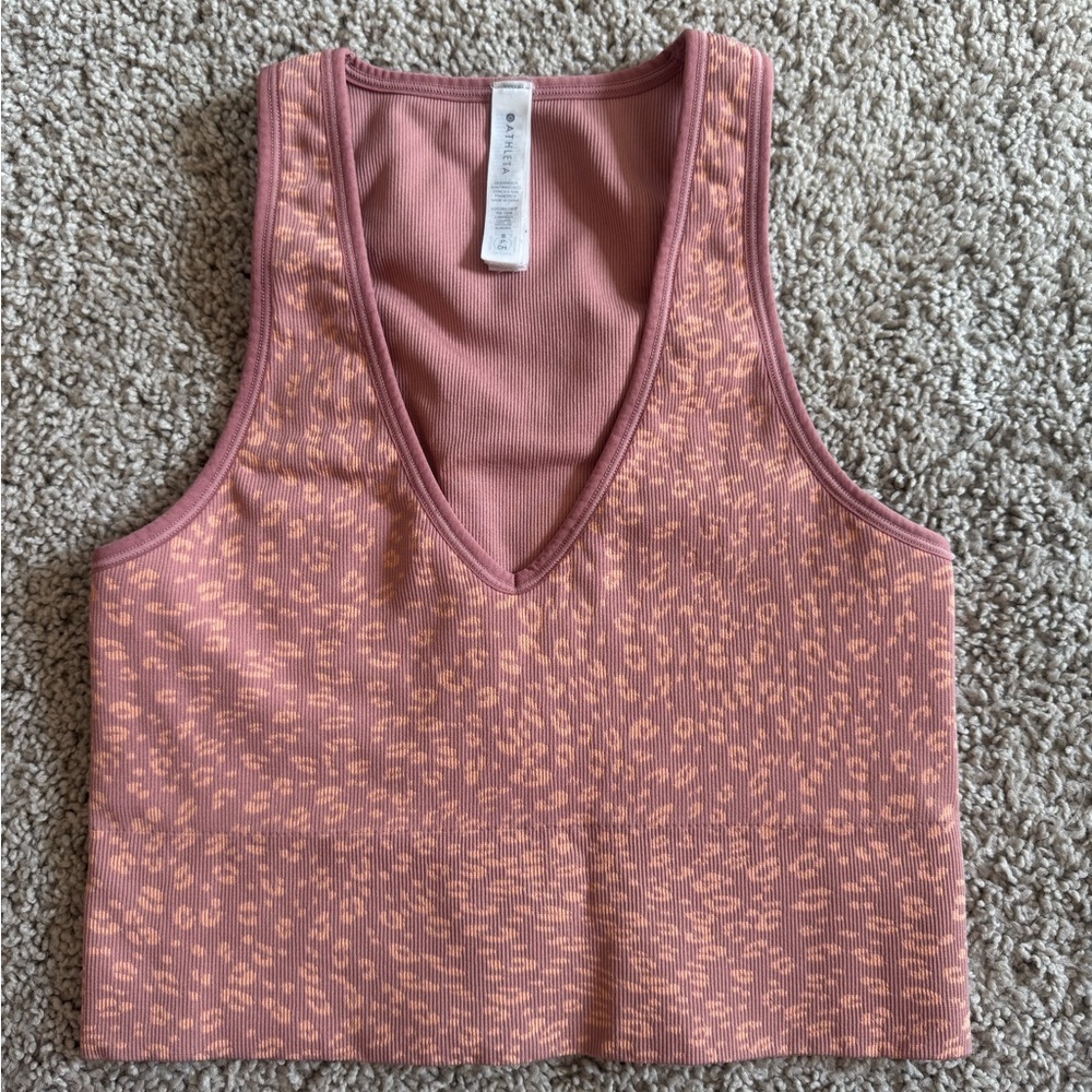 Athleta Pink Leopard Print Sports Bra